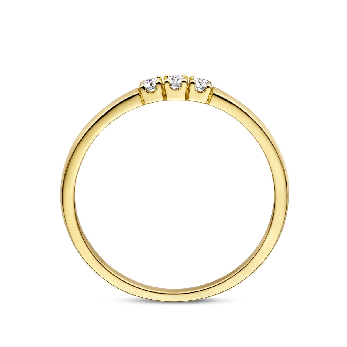 Memoire ring trilogie diamant 0.09ct h si 14K geelgoud