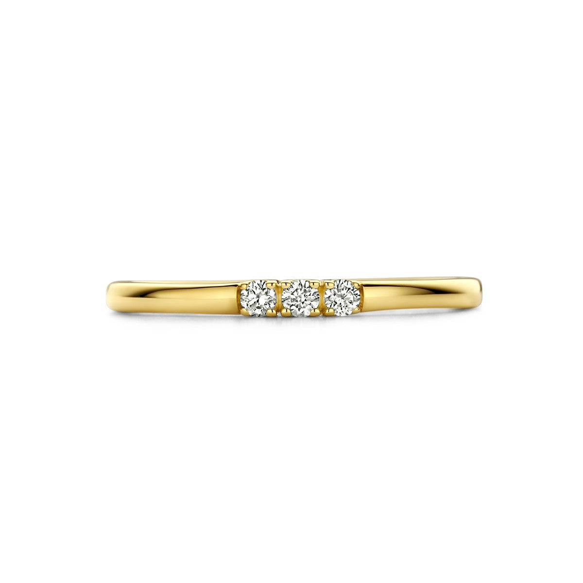 Memoire ring trilogie diamant 0.09ct h si 14K geelgoud