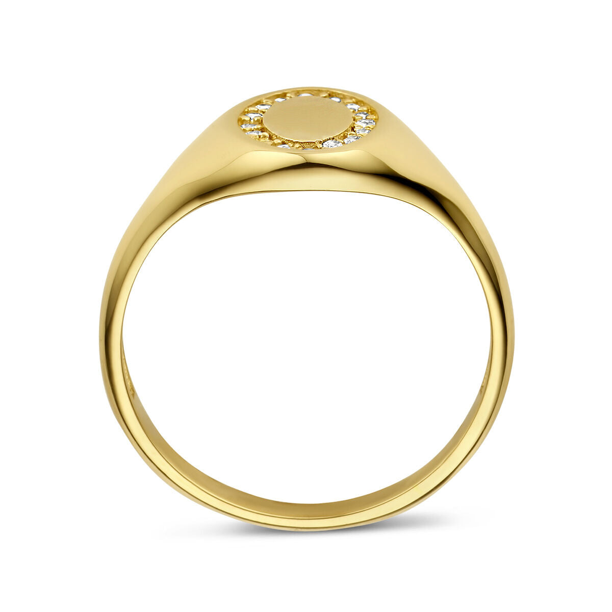 14K Geelgoud Graveerring Ovaal Met Zirkonia 4027954 - PansiteNederland.nl