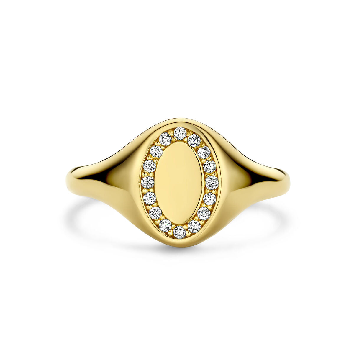 14K Geelgoud Graveerring Ovaal Met Zirkonia 4027954 - PansiteNederland.nl