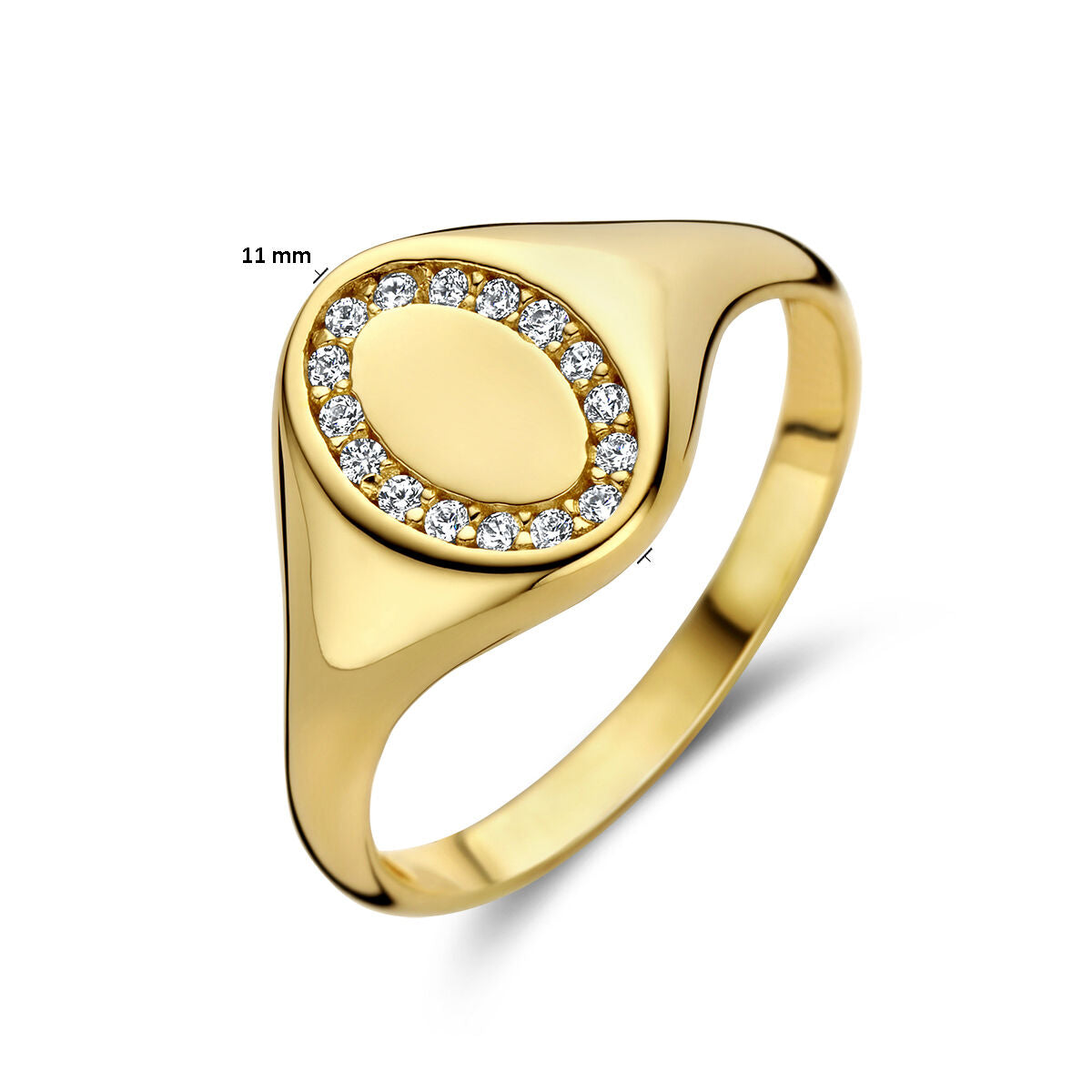 14K Geelgoud Graveerring Ovaal Met Zirkonia 4027954 - PansiteNederland.nl