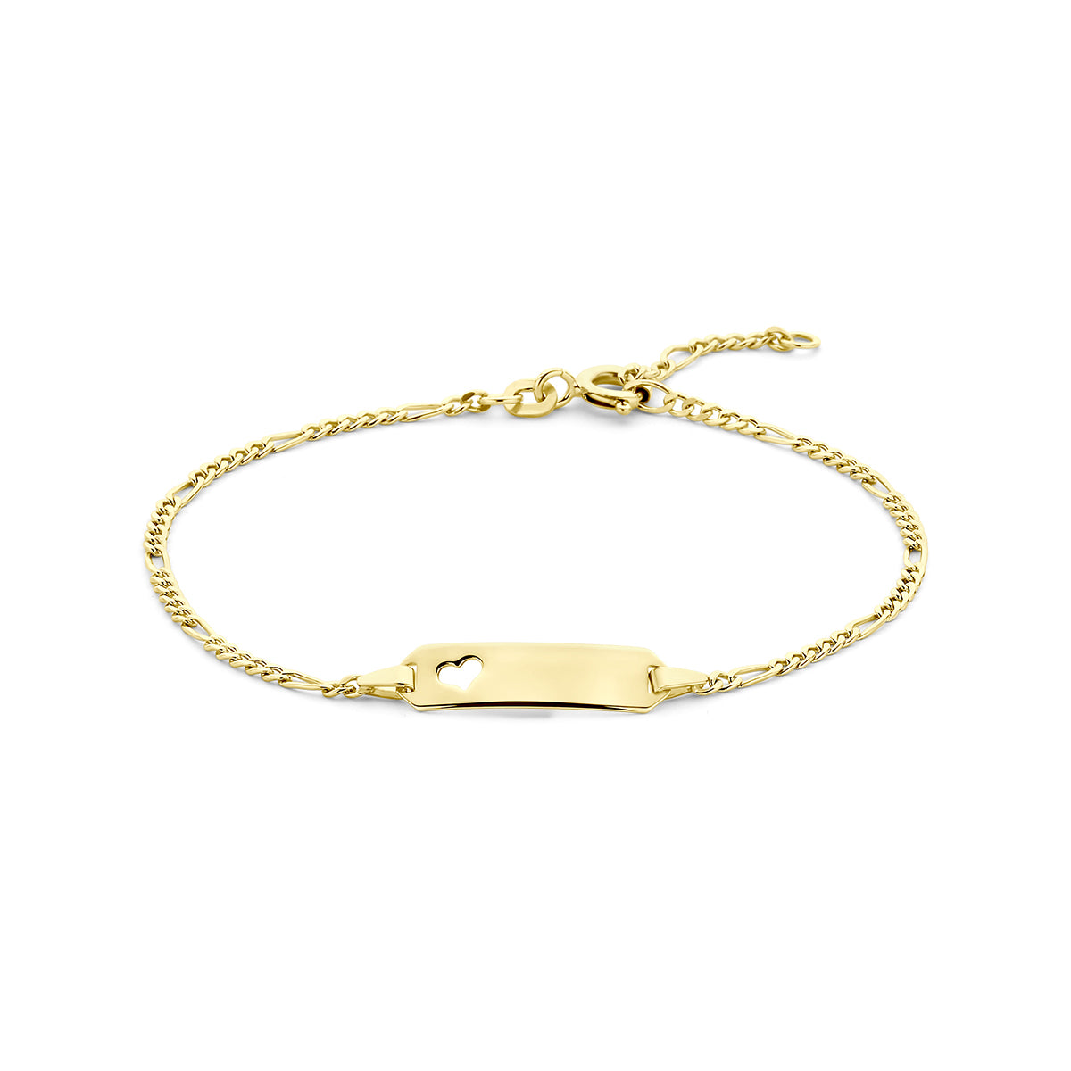 Graveerarmband hart plaat 5,3 mm 15,5 - 19 cm 14K geelgoud
