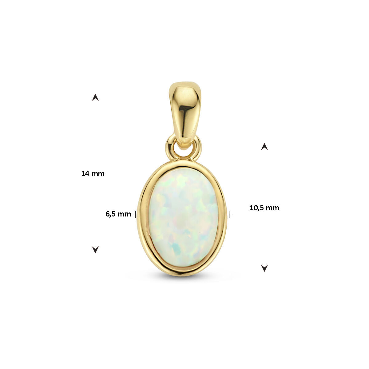 14K Geelgouden Hanger Wit Opaal 14 mm - 4027993 - PansiteNederland.nl