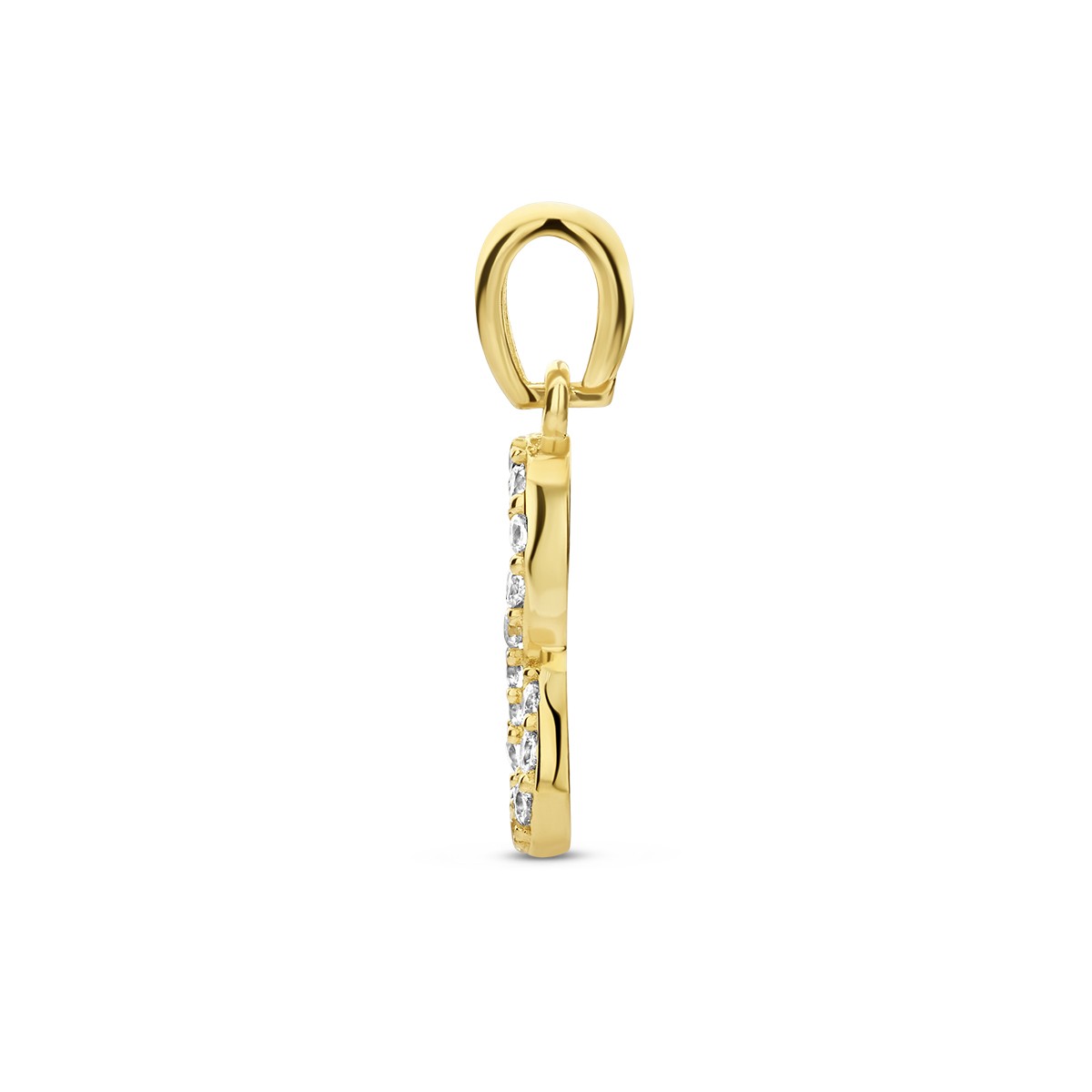 Hanger infinity zirkonia 14K geelgoud