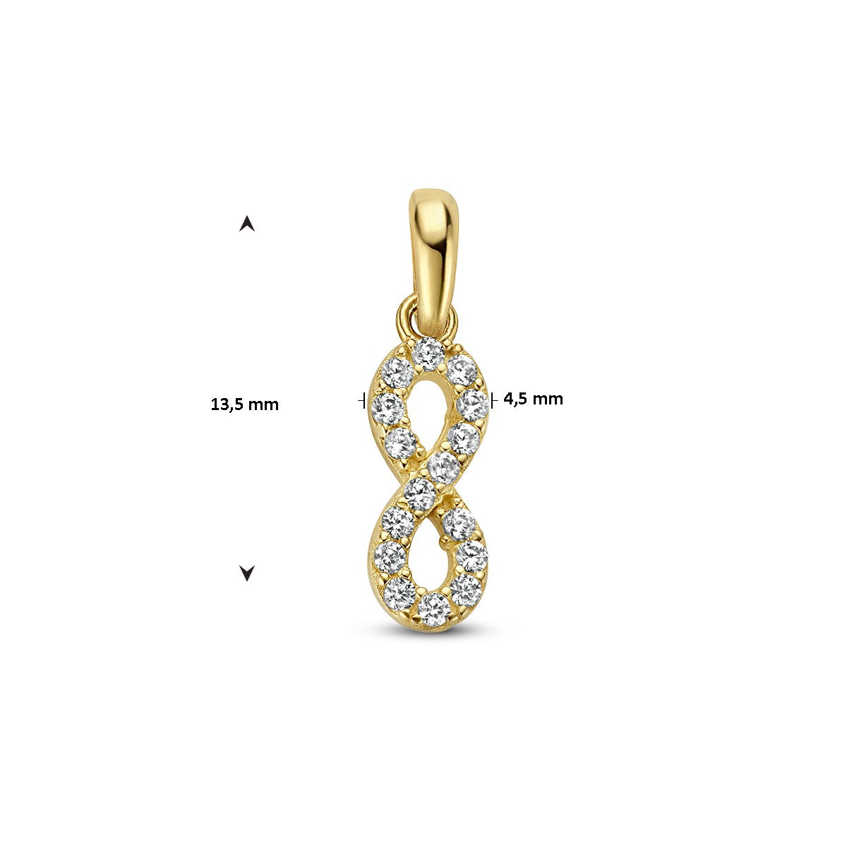 Hanger infinity zirkonia 14K geelgoud