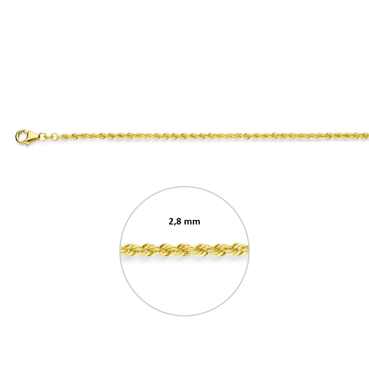 Armband koord 2,8 mm massief 14K geelgoud