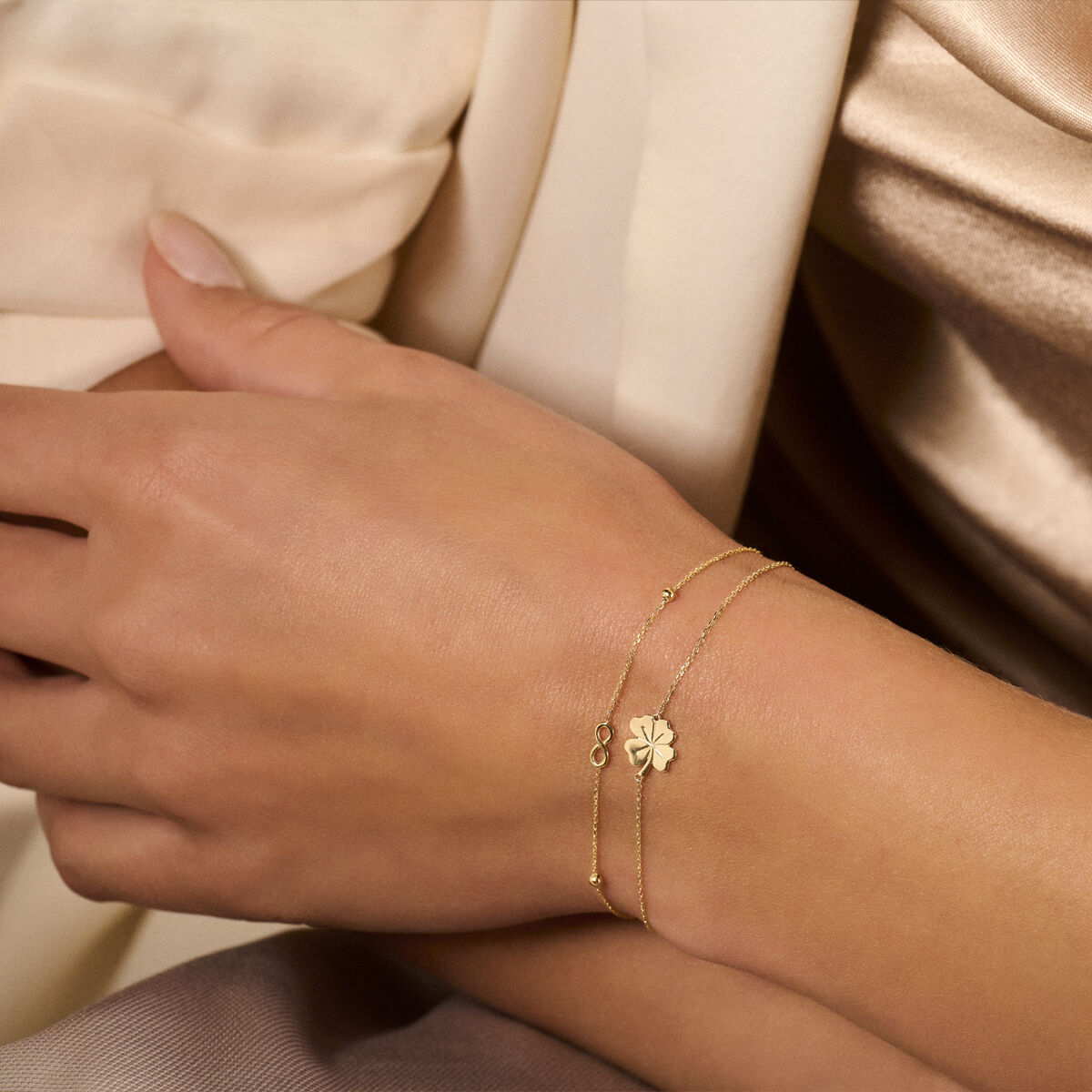 14K Geelgoud Armband Infinity En Bolletjes 16 - 17,5 - 19 Cm 4028191 - PansiteNederland.nl
