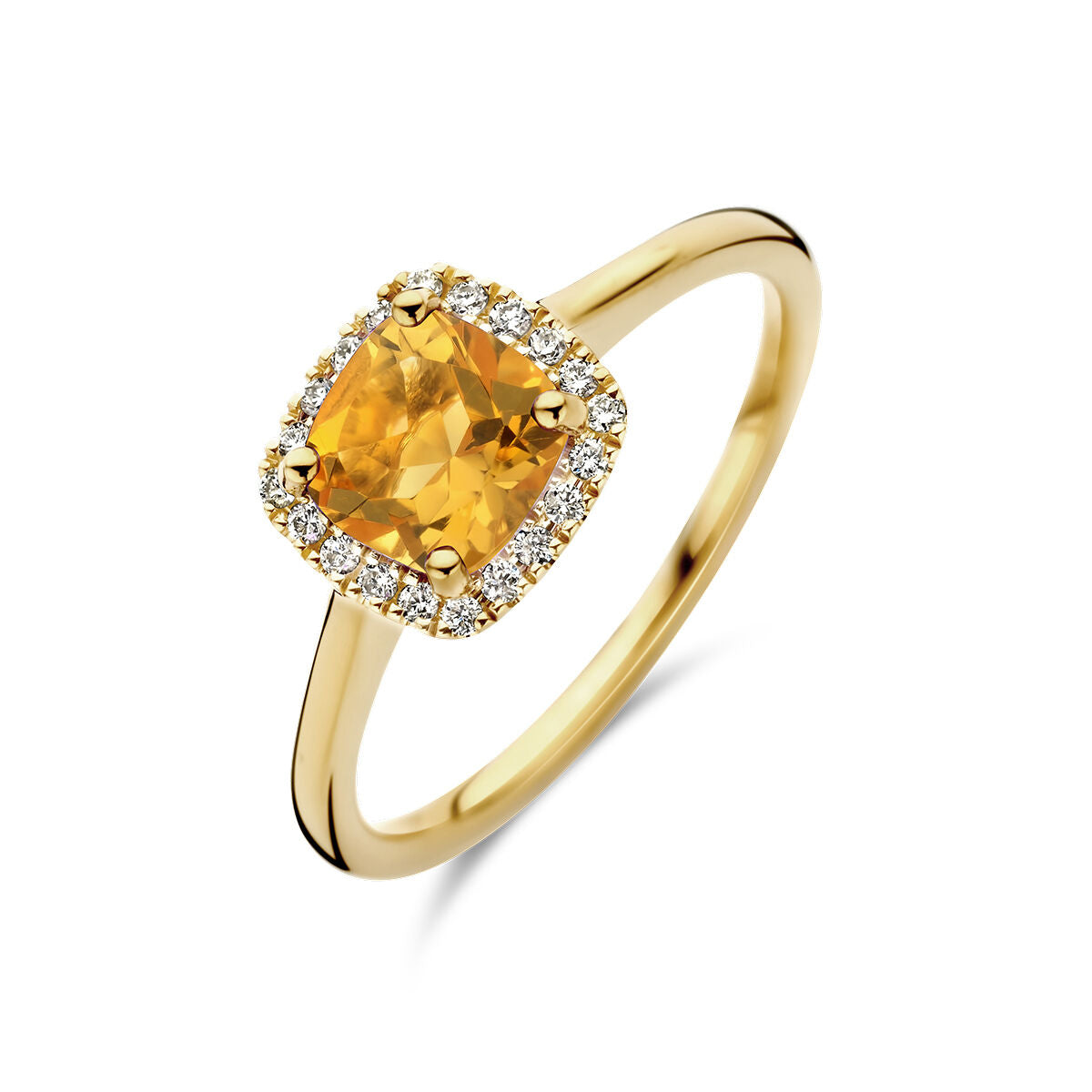 Geelgouden ring citrien en diamant 0.10ct h si 14K - 4028372, exclusief en kwalitatief hoogwaardig. Ontdek nu!