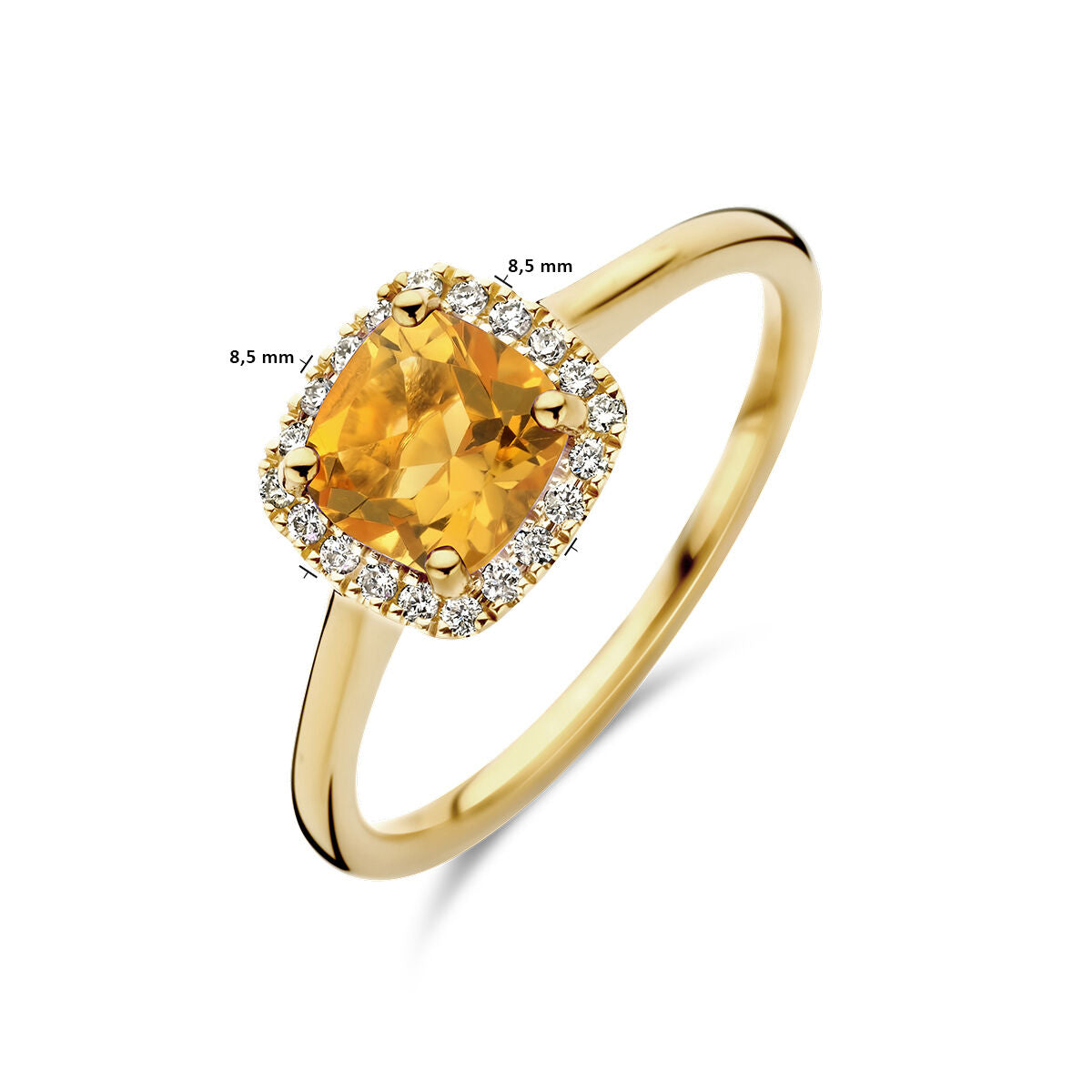 Geelgouden ring citrien en diamant 0.10ct h si 14K - 4028372, exclusief en kwalitatief hoogwaardig. Ontdek nu!