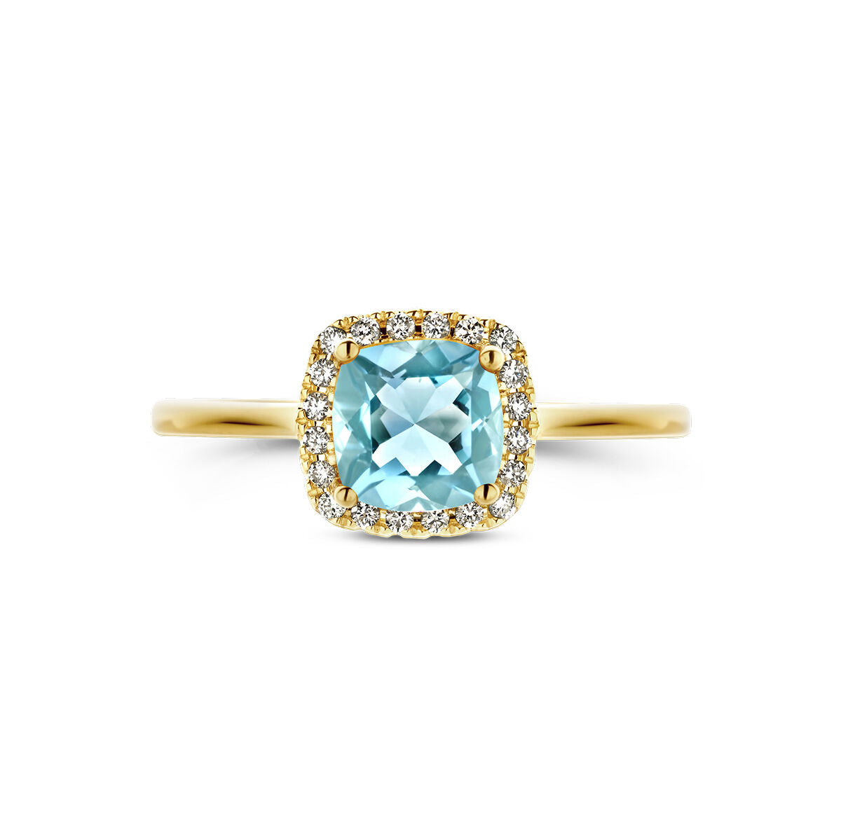 Geelgouden ring blauw topaas en diamant 0.10ct h si 14K - 4028384, exclusief en kwalitatief hoogwaardig. Ontdek nu!