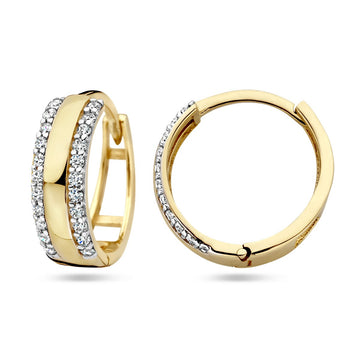 14K Geelgoud en klapoorringen zirkonia 4028437