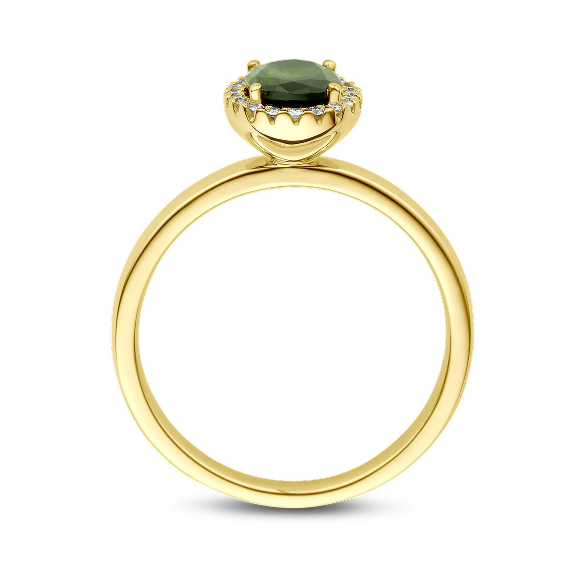 14K Geelgoud Ring Groen Toermalijn En Diamant 0.08Ct H Si Halo 4028447 - PansiteNederland.nl