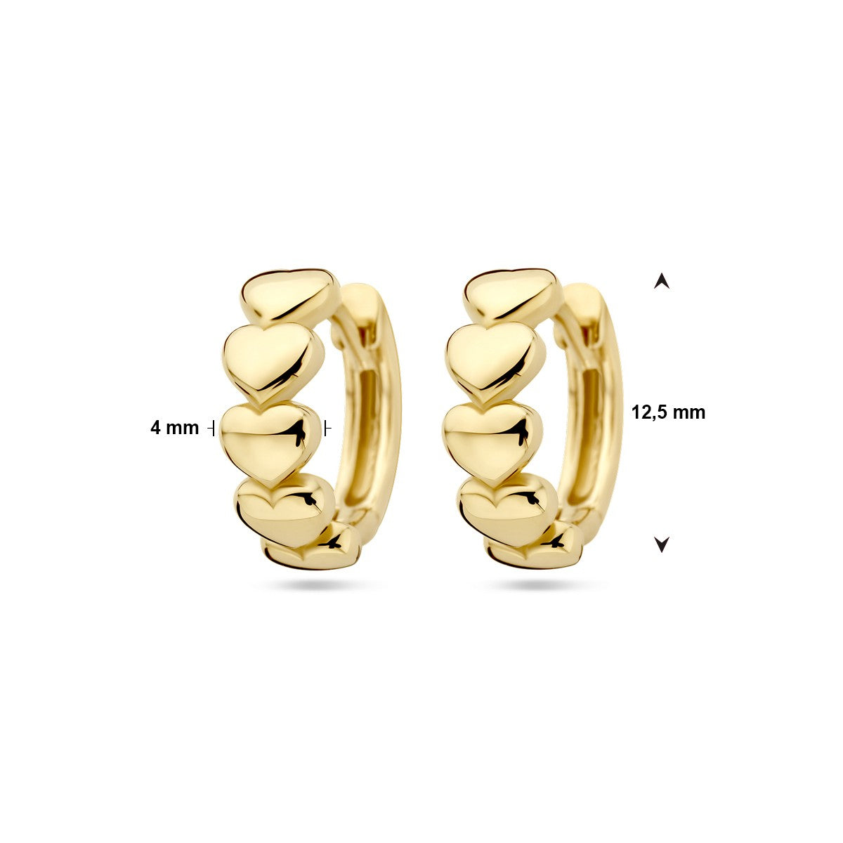 14K Geelgoud Klapoorringen Hartjes 4028479 - PansiteNederland.nl
