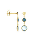 14K Geelgoud Oorhangers Blauw Topaas En London Blue Topaas 4028522 - PansiteNederland.nl