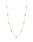 14K geelgoud collier blauw topaas en london blue topaas 42 - 45 cm 4028525