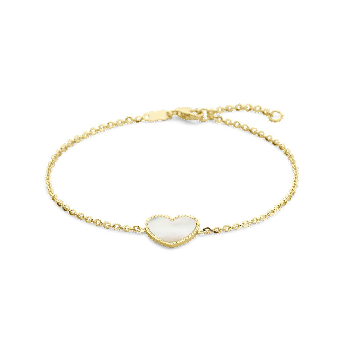 14K Geelgoud Armband Hart Parelmoer 1,5 Mm 16 - 18 Cm 4028542 - PansiteNederland.nl