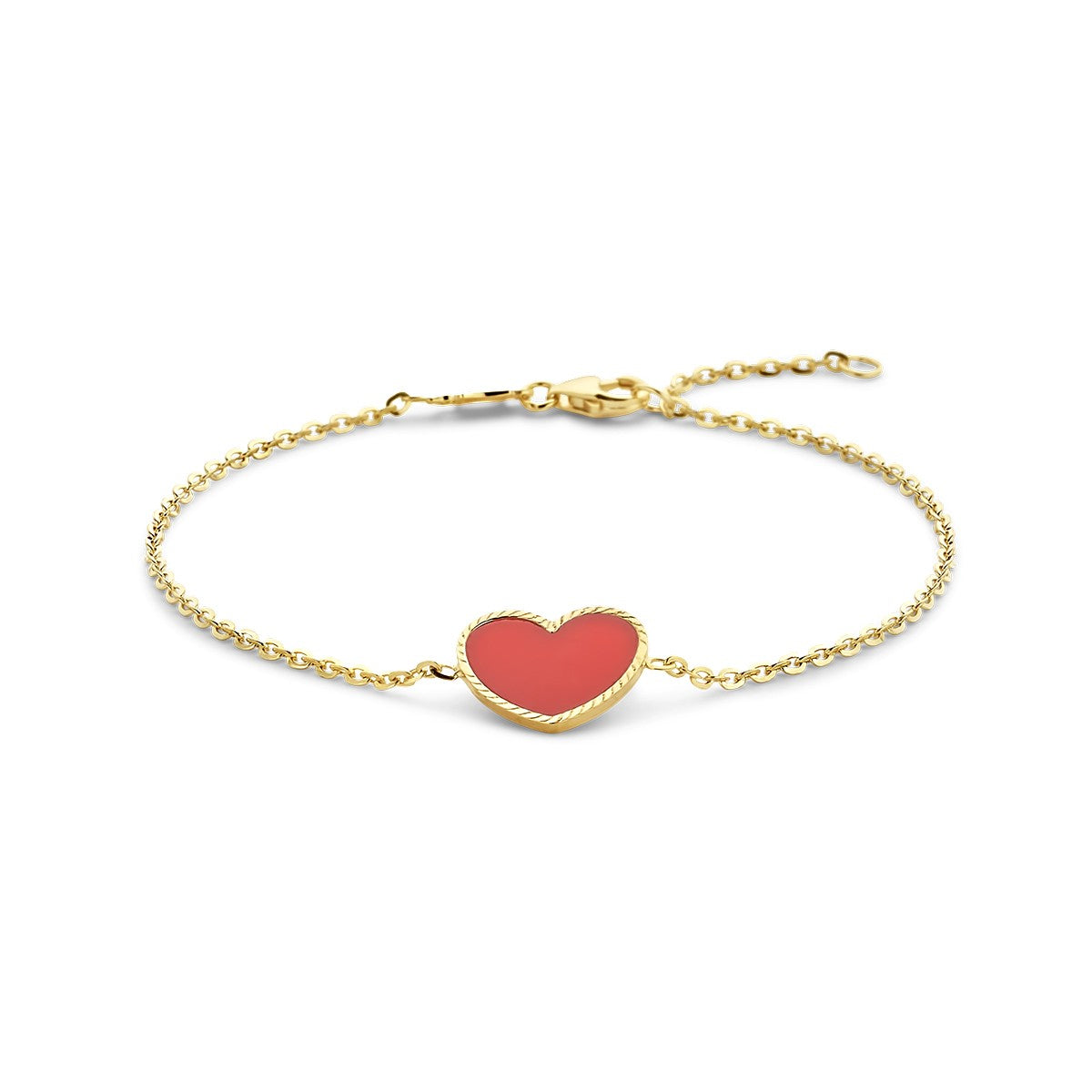 14K Geelgoud Armband Hart Rode Epoxy 1,5 Mm 16 - 18 Cm 4028544 - PansiteNederland.nl