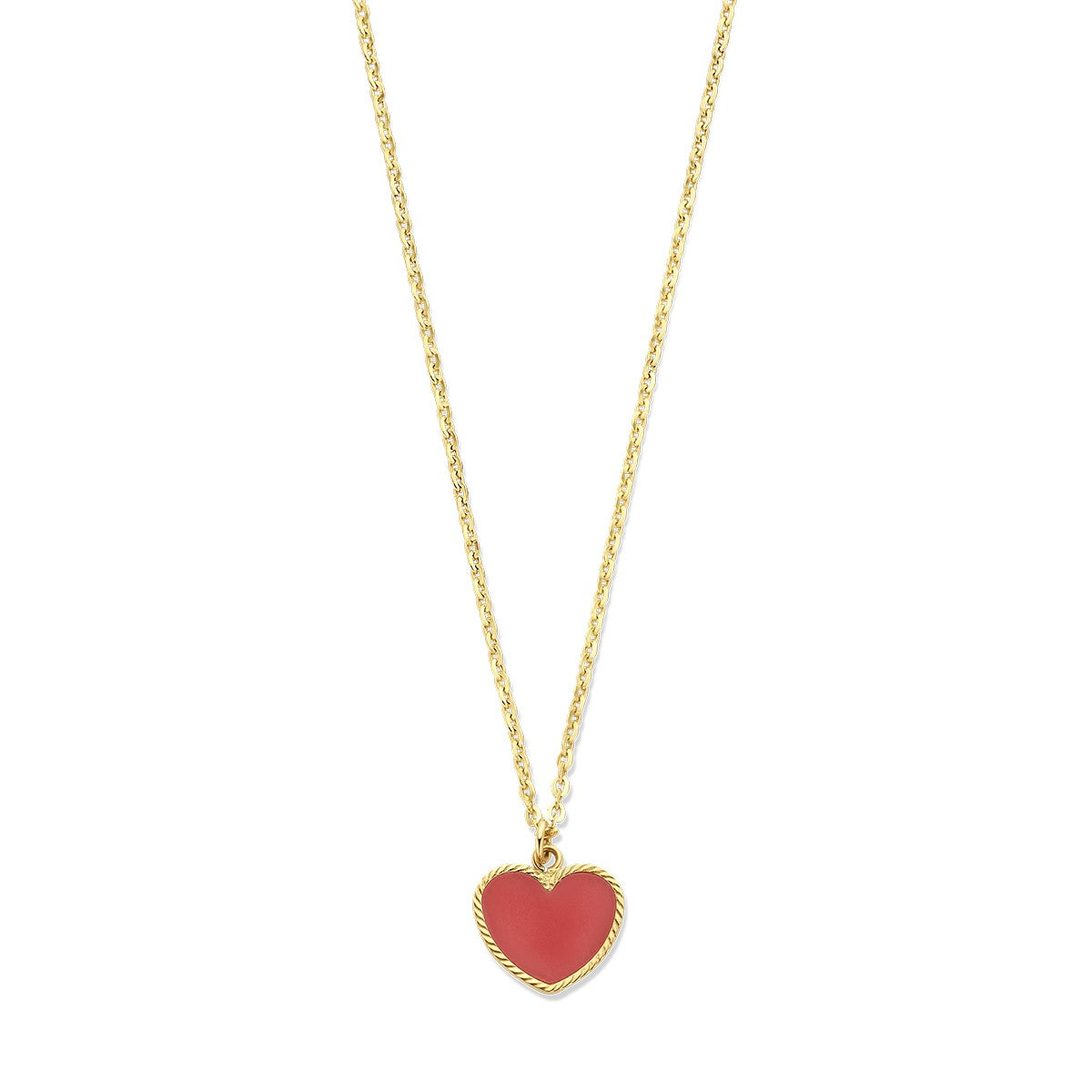 14K geelgoud collier hart rode epoxy 40 - 42 cm 4028545 - PansiteNederland.nl