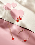 14K geelgoud collier hart rode epoxy 40 - 42 cm 4028545 - PansiteNederland.nl