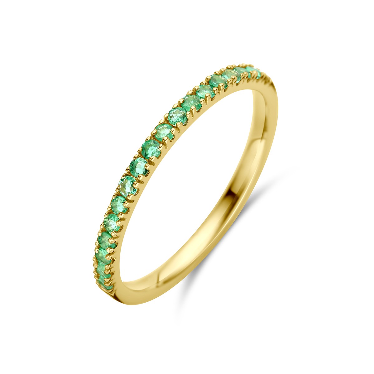 14K Geelgoud Ring Met Geboortesteen Smaragd Mei 4028569 - PansiteNederland.nl