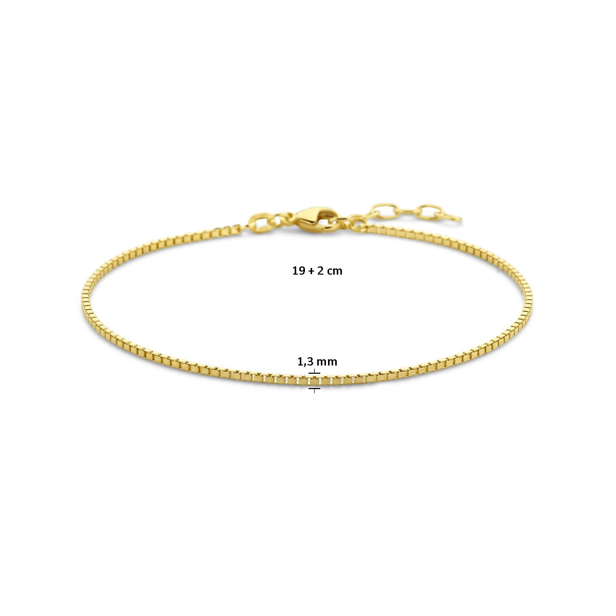 14K Geelgoud Armband Venetiaans 1,3 Mm 19 + 2 Cm (Heren Lengte) 4028676 - PansiteNederland.nl