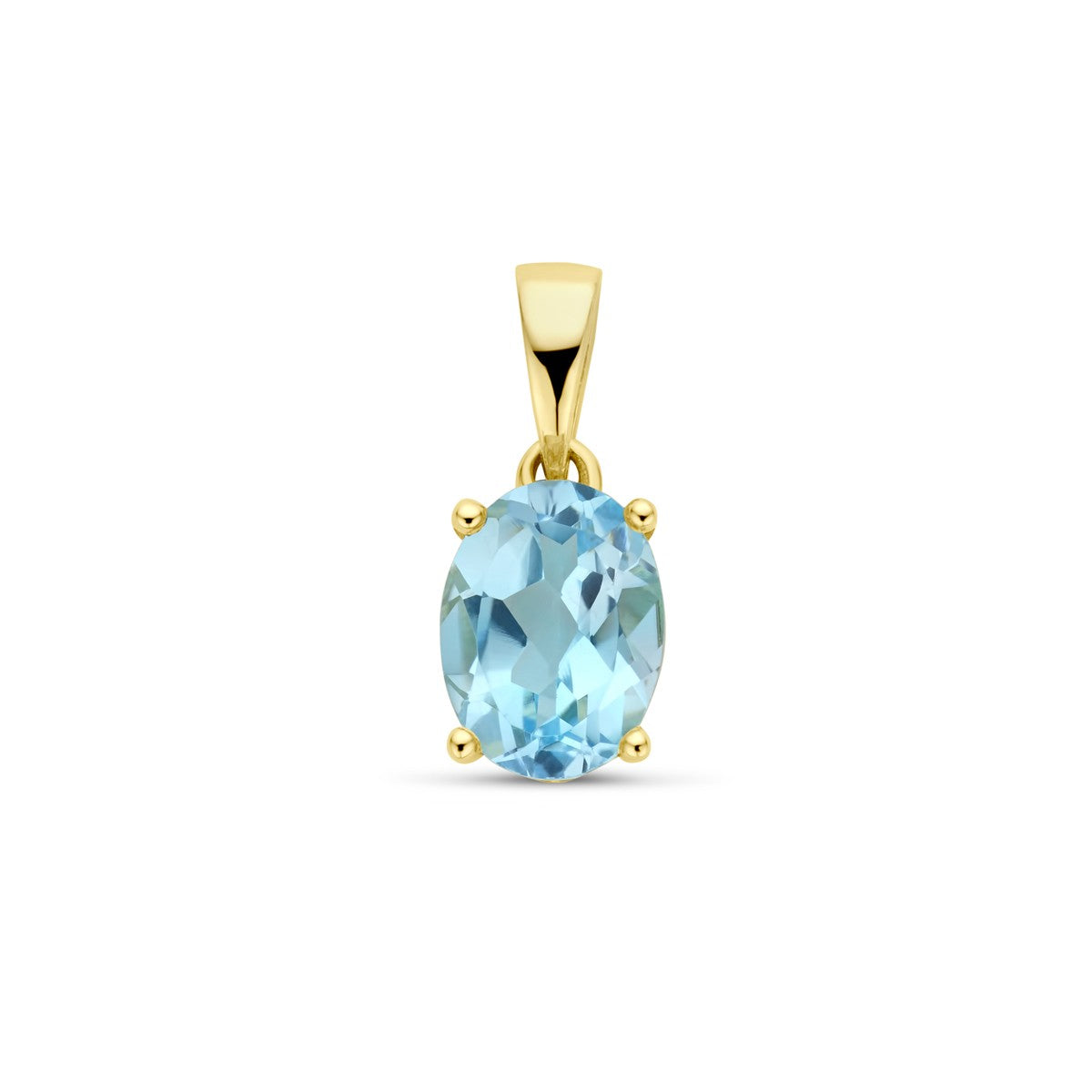14K geelgoud hanger blauw topaas 4028715 - PansiteNederland.nl
