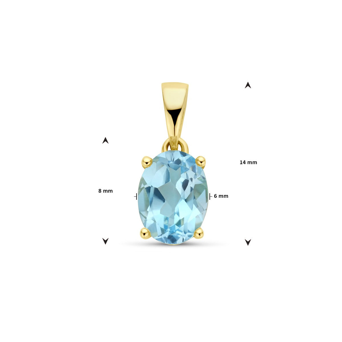 14K geelgoud hanger blauw topaas 4028715 - PansiteNederland.nl
