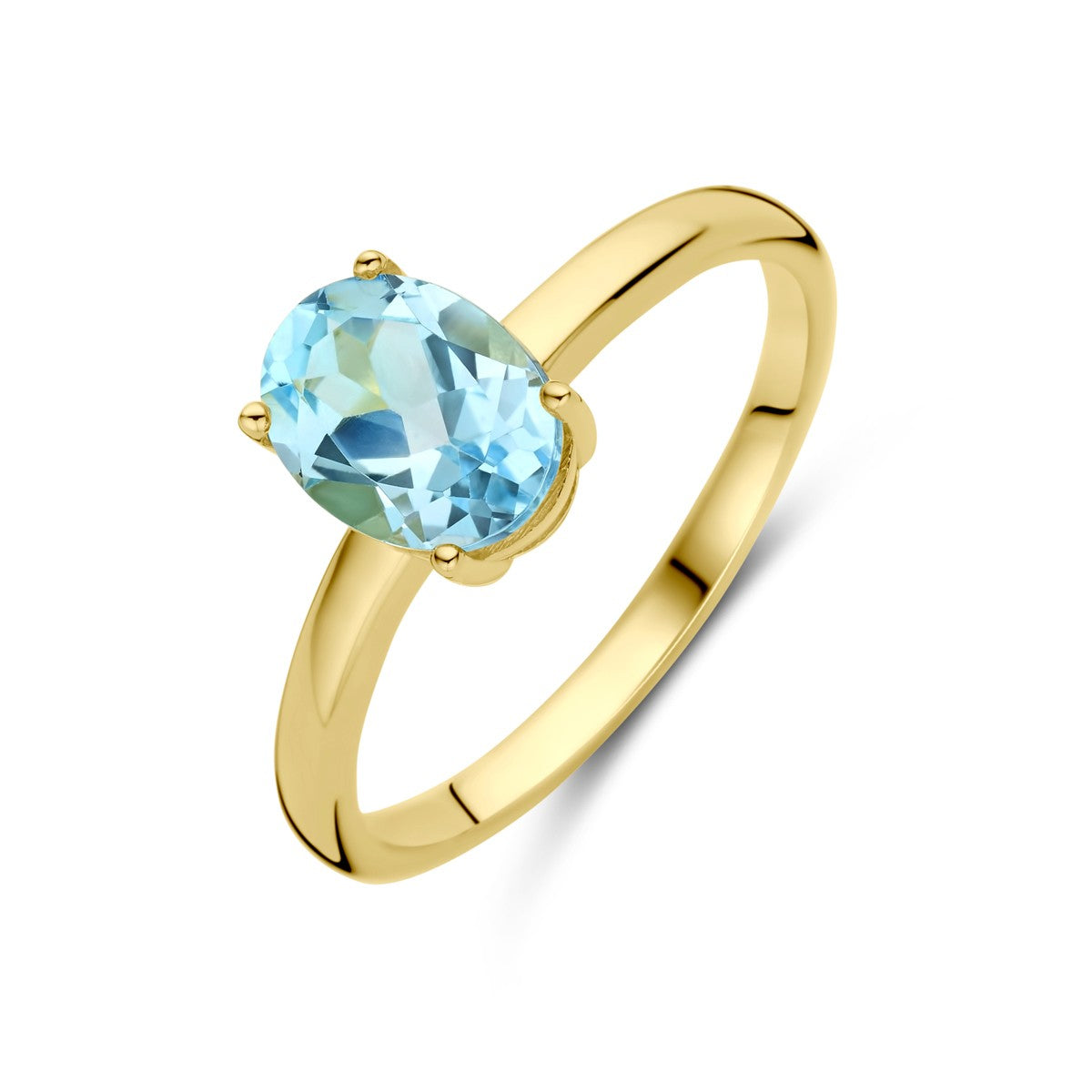14K Geelgoud Ring Blauw Topaas 4028718 - PansiteNederland.nl
