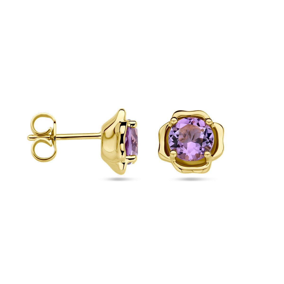 14K Geelgoud Oorknoppen Amethist 4028741 - PansiteNederland.nl