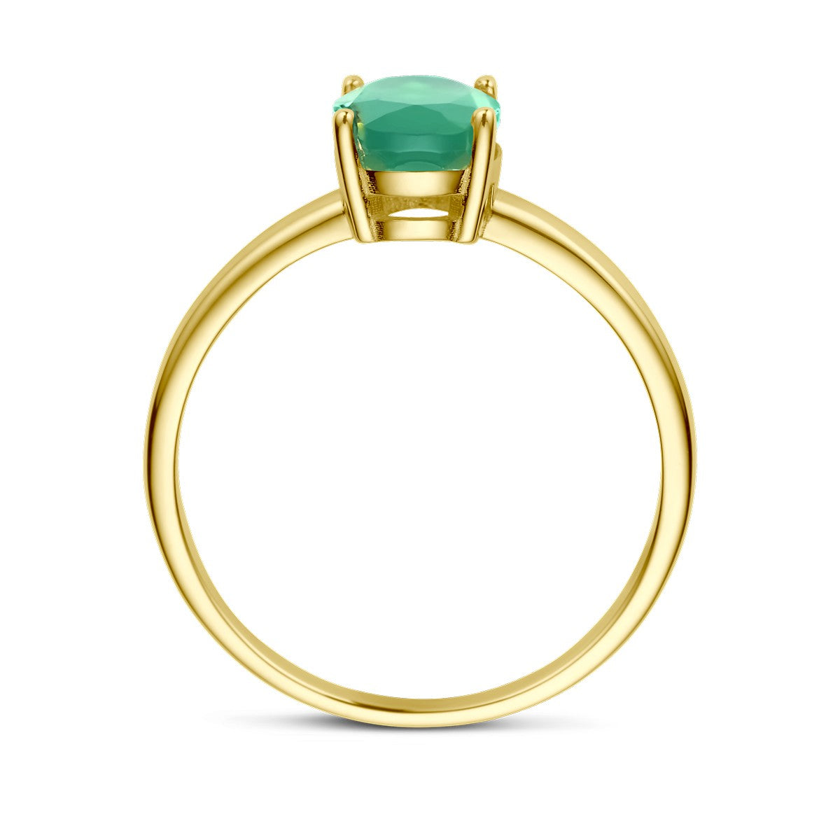 14K Geelgoud Ring Groen Agaat 4028760 - PansiteNederland.nl