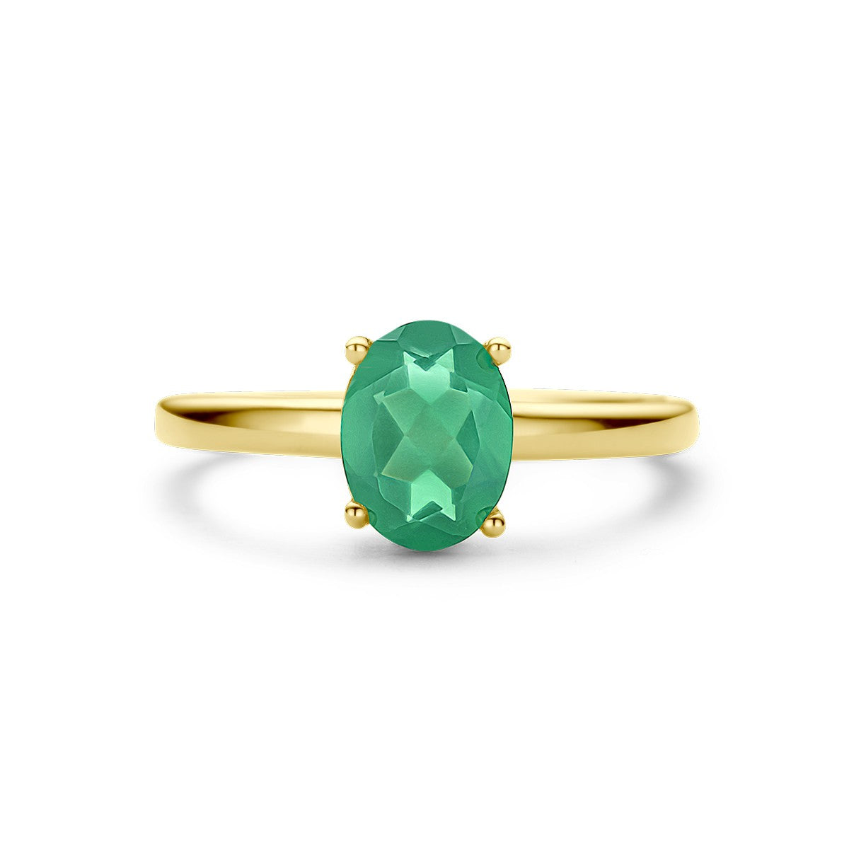 14K Geelgoud Ring Groen Agaat 4028760 - PansiteNederland.nl
