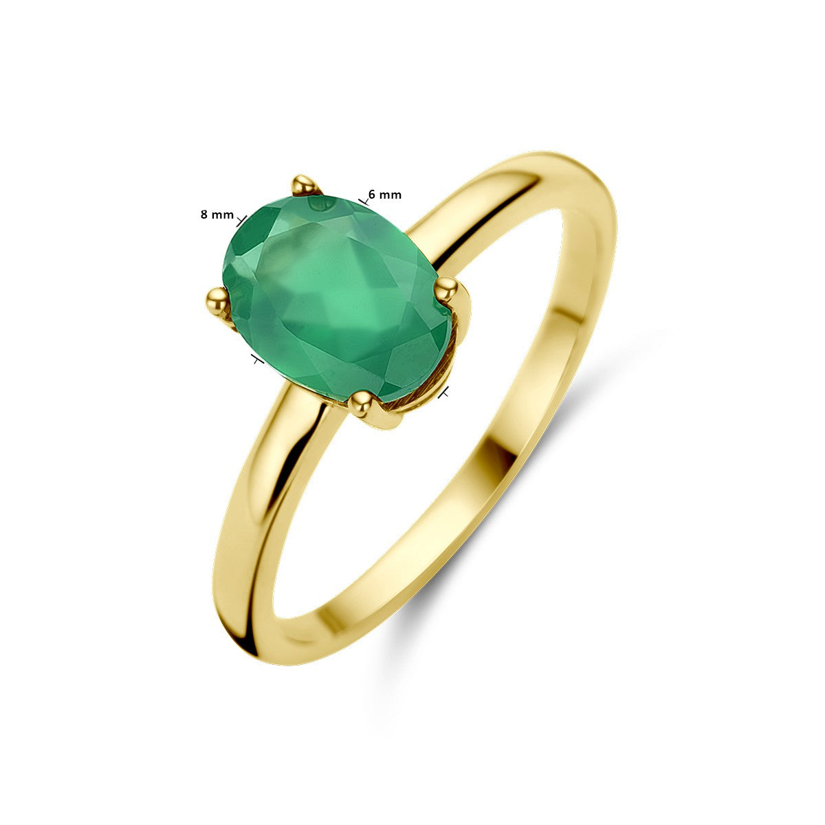 14K Geelgoud Ring Groen Agaat 4028760 - PansiteNederland.nl