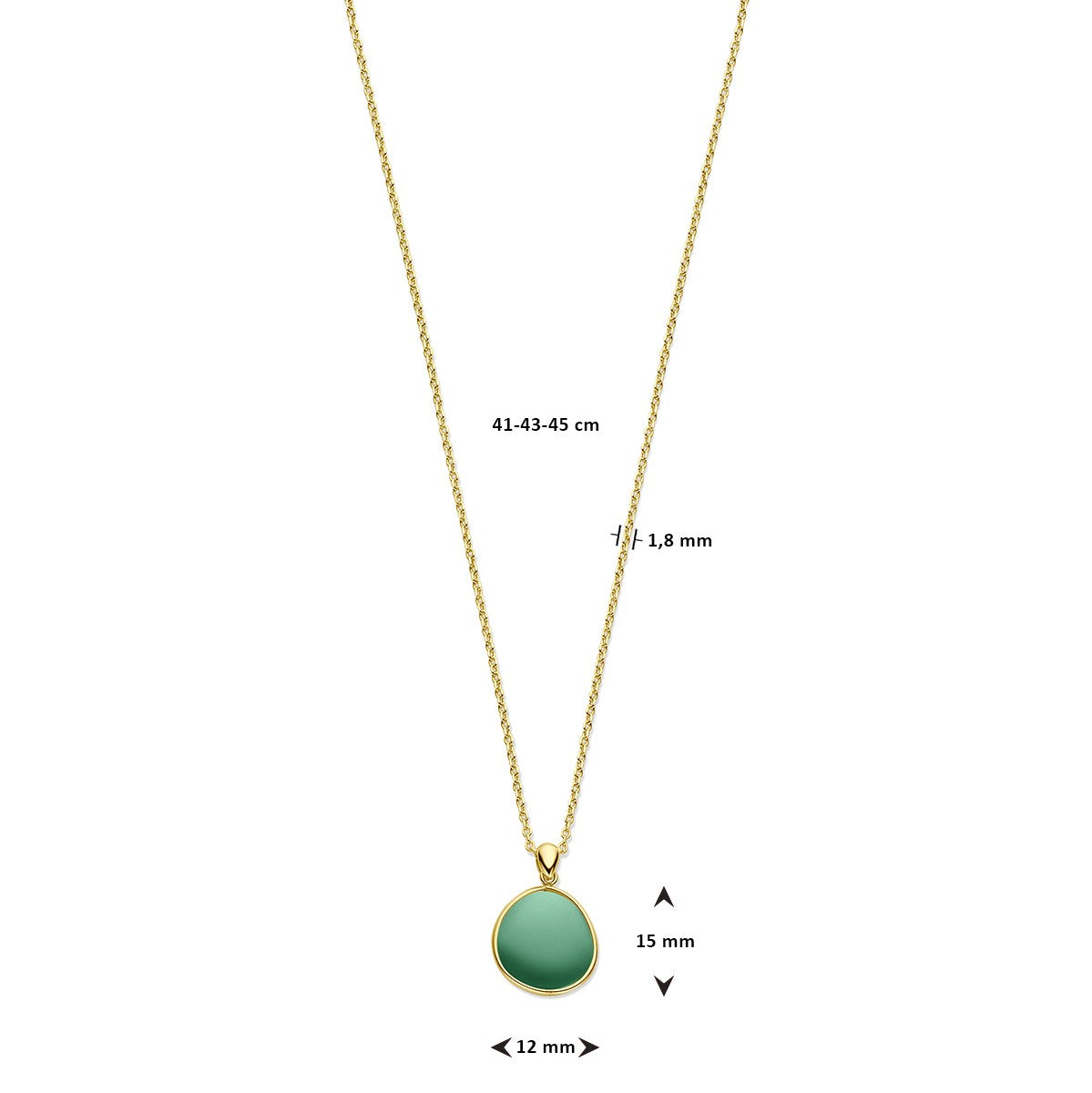 14K geelgoud collier groen toermalijn 41 - 43 - 45 cm 4028782 - PansiteNederland.nl