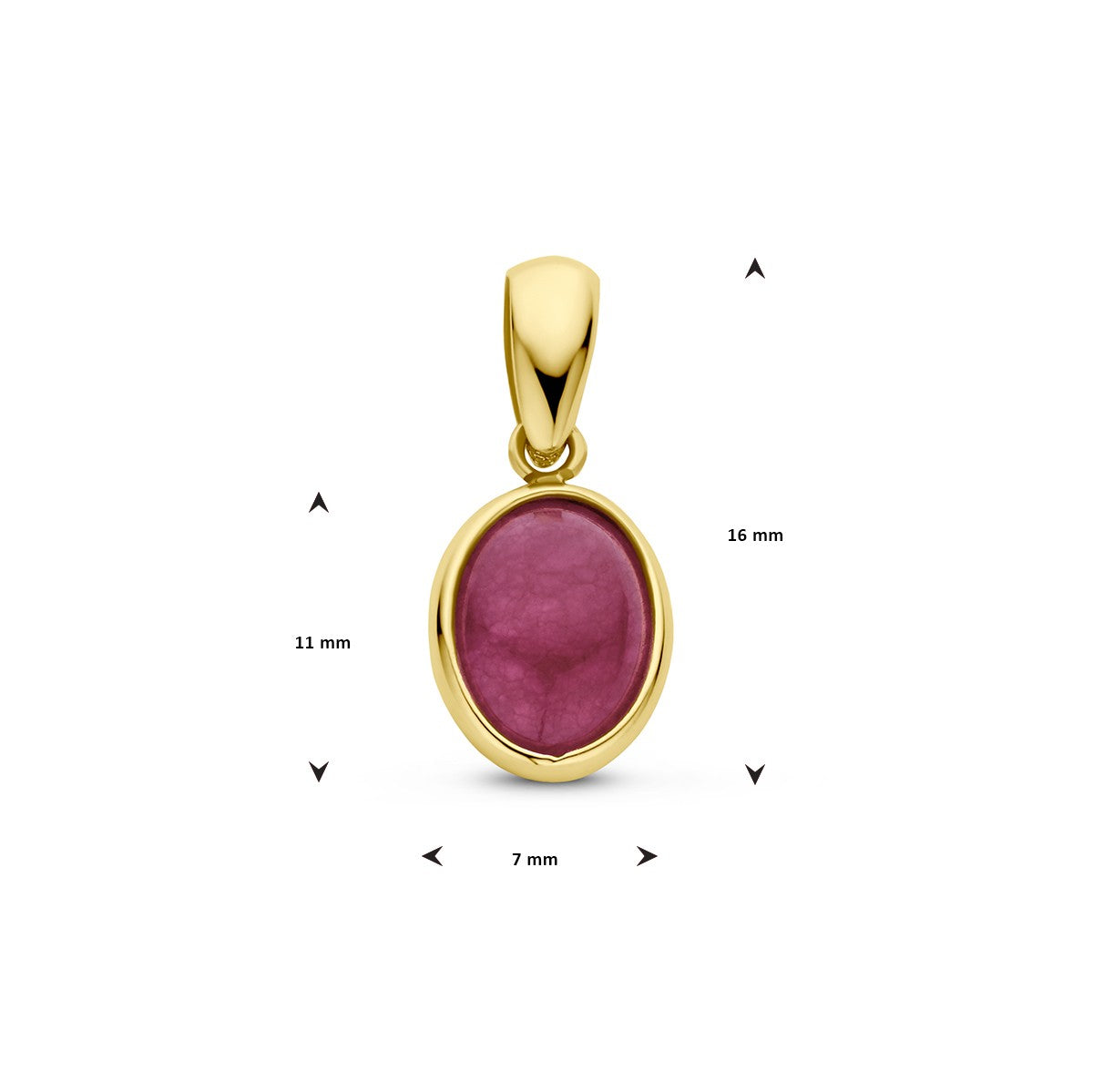14K geelgoud hanger fuchsia kwarts 4028789 - PansiteNederland.nl