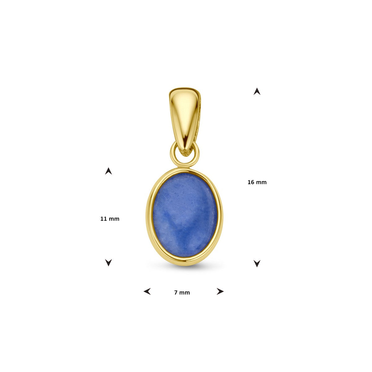 14K geelgoud hanger blauw kwarts 4028791 - PansiteNederland.nl