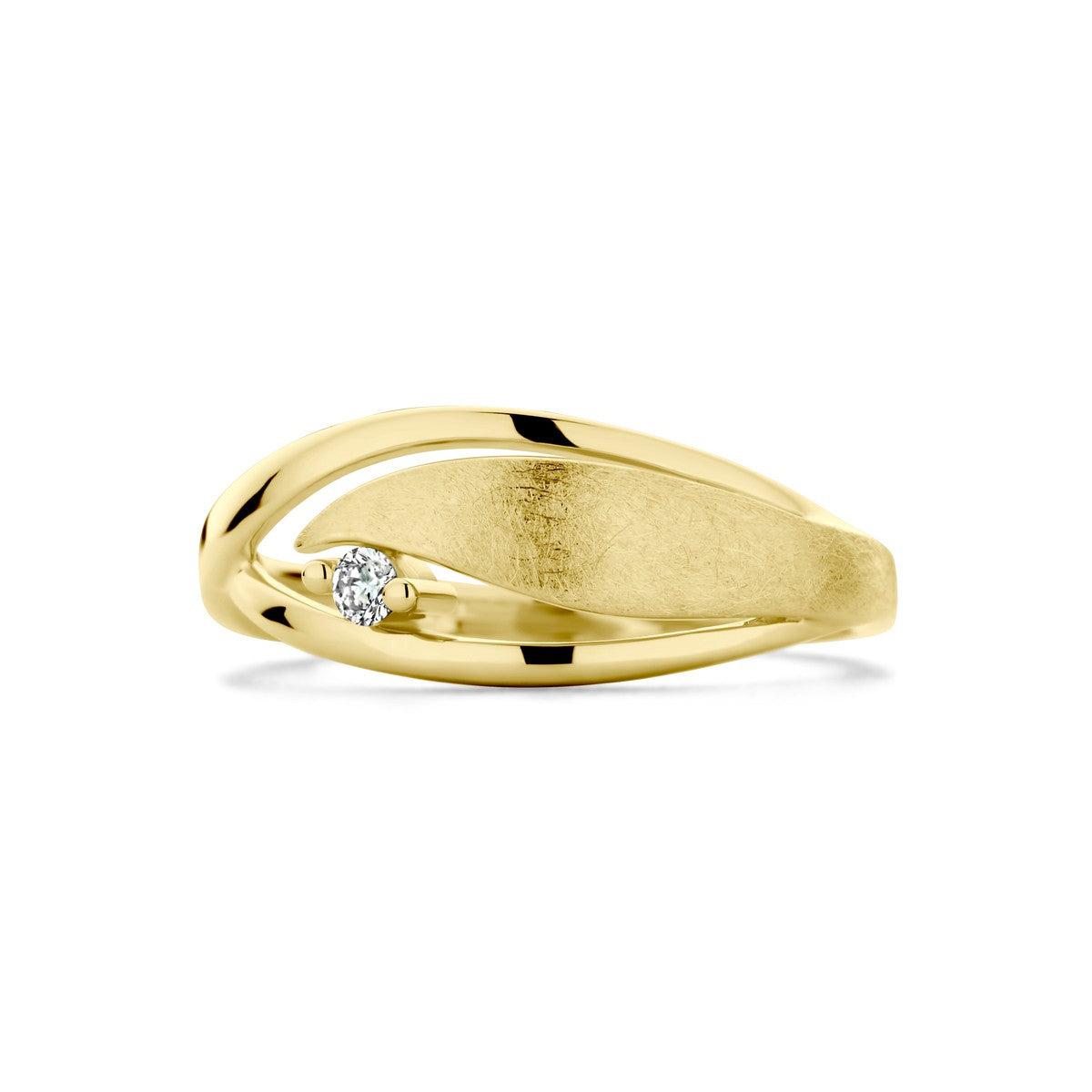 Geelgouden 14K ring poli/mat diamant 0.04ct h si 4028851, exclusief en kwalitatief hoogwaardig. Ontdek nu!