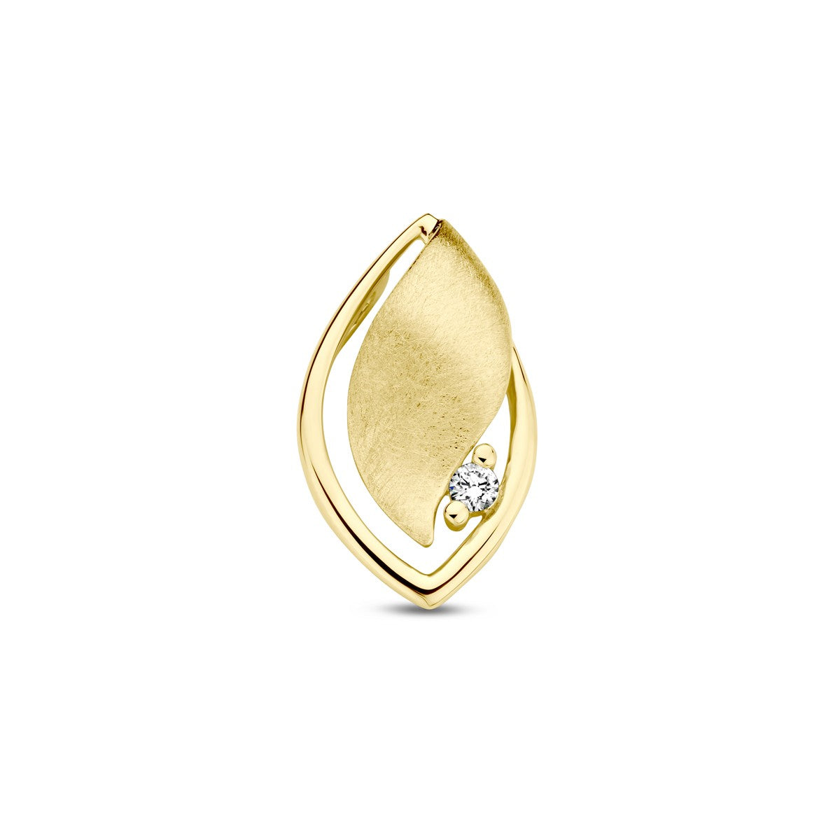 14K geelgoud hanger poli/mat diamant 0.04ct h si 4028855 - PansiteNederland.nl