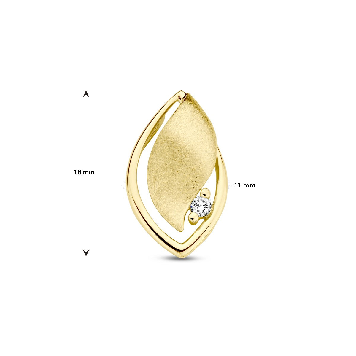 14K geelgoud hanger poli/mat diamant 0.04ct h si 4028855 - PansiteNederland.nl