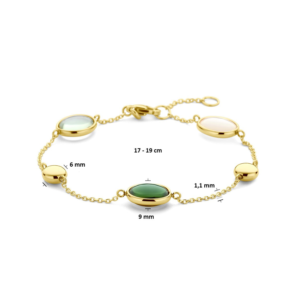 14K Geelgoud Armband Natuurlijke Kleurstenen 17 - 19 Cm 4028858 - PansiteNederland.nl