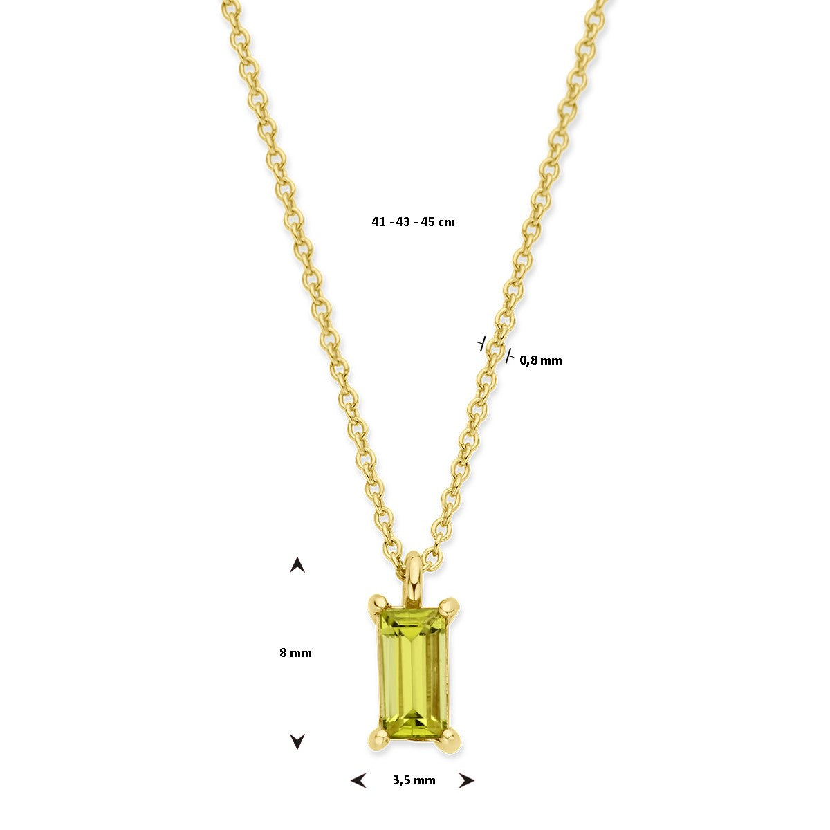 14K geelgoud collier peridot 41 - 43 - 45 cm 4028872 - PansiteNederland.nl