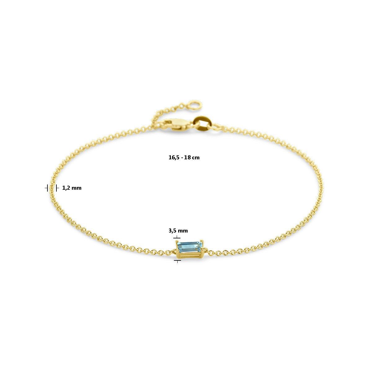 14K Geelgoud Armband Blauw Topaas 16,5 - 18 Cm 4028876 - PansiteNederland.nl