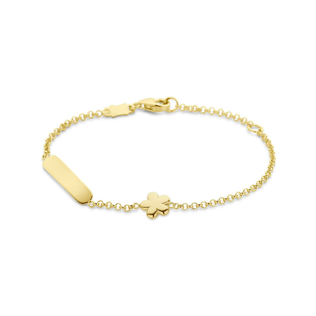 graveerarmband bloem plaat 3,5 mm 14K geelgoud - PansiteNederland.nl