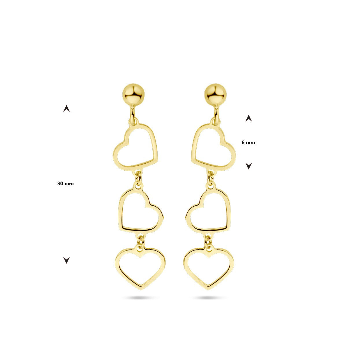 14K Geelgoud Oorhangers Hartjes 4028935 - PansiteNederland.nl