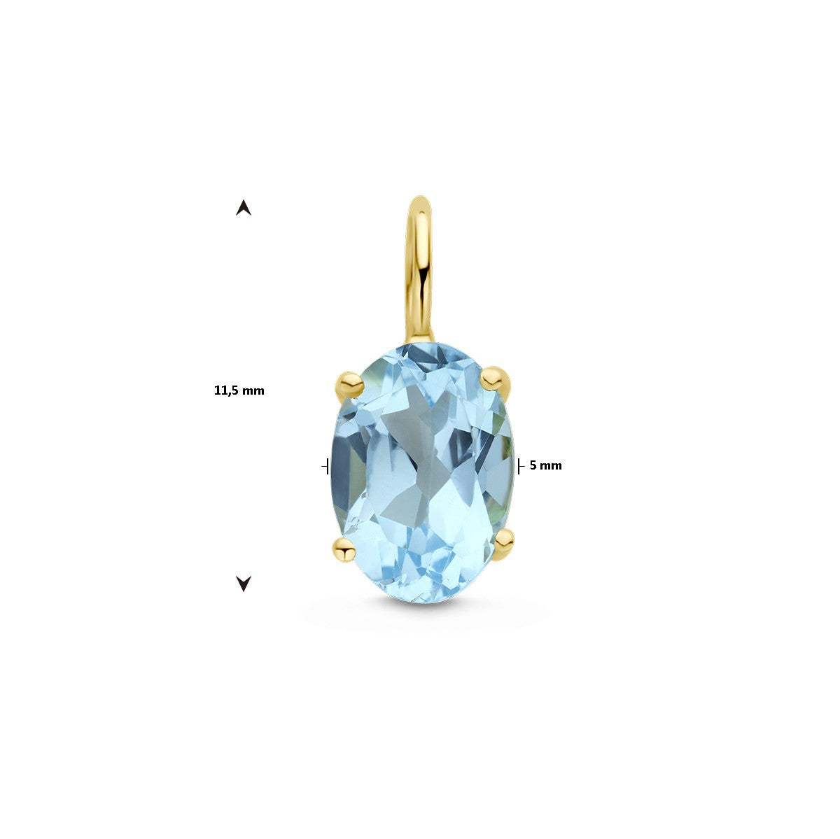 14K geelgoud hanger blauw topaas 4028963 - PansiteNederland.nl