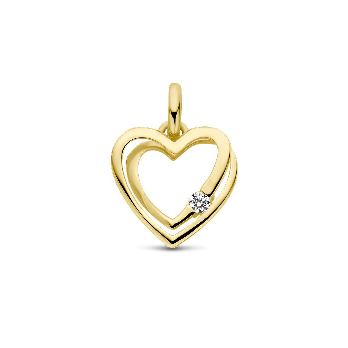 14K geelgoud hanger hartje zirkonia 4028991 - PansiteNederland.nl