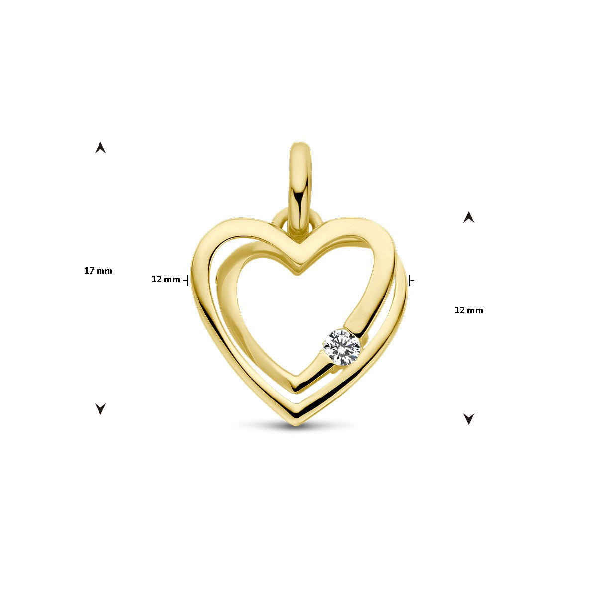 14K geelgoud hanger hartje zirkonia 4028991 - PansiteNederland.nl