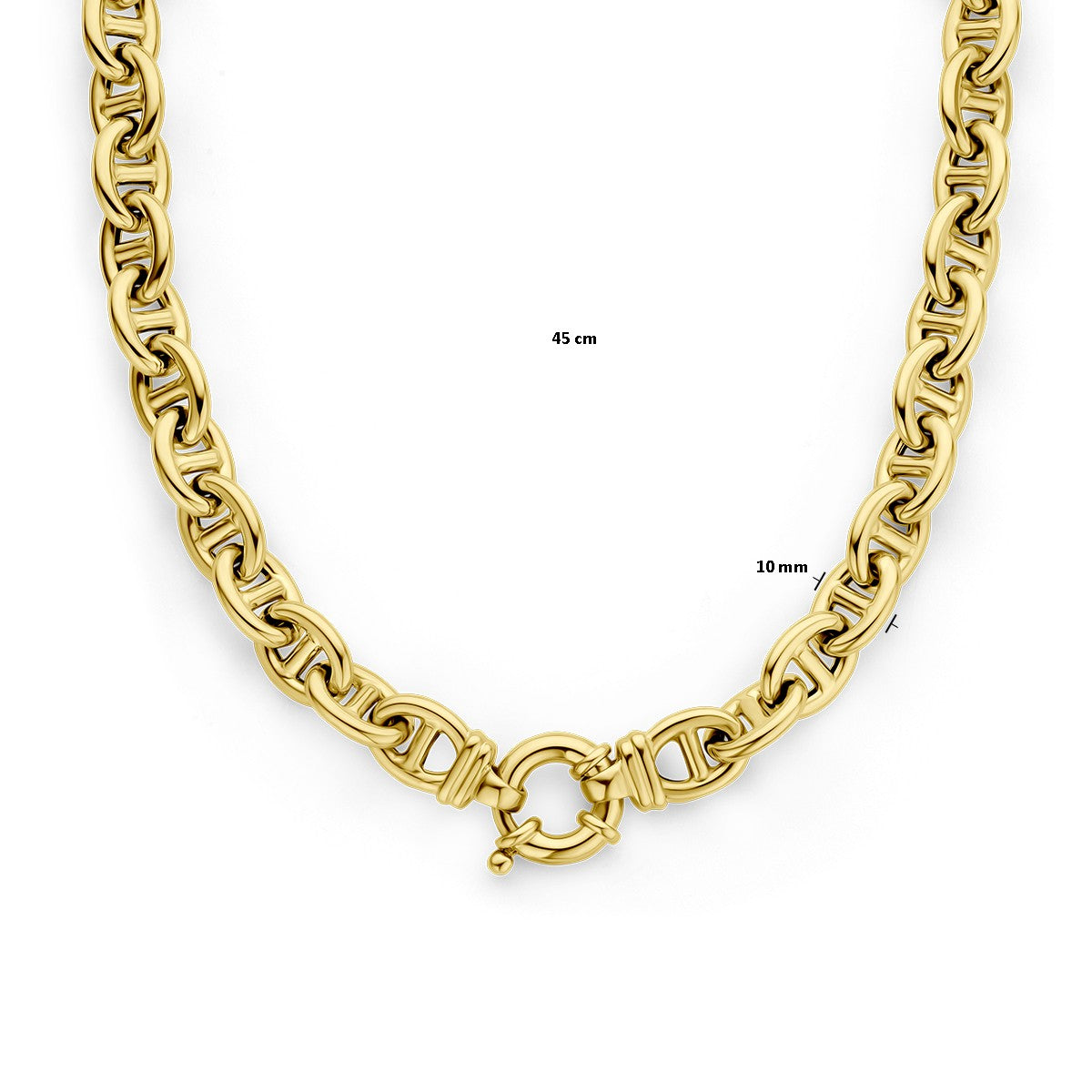 14K geelgoud collier marine 10 mm 45 cm met groot springslot 4029000 - PansiteNederland.nl