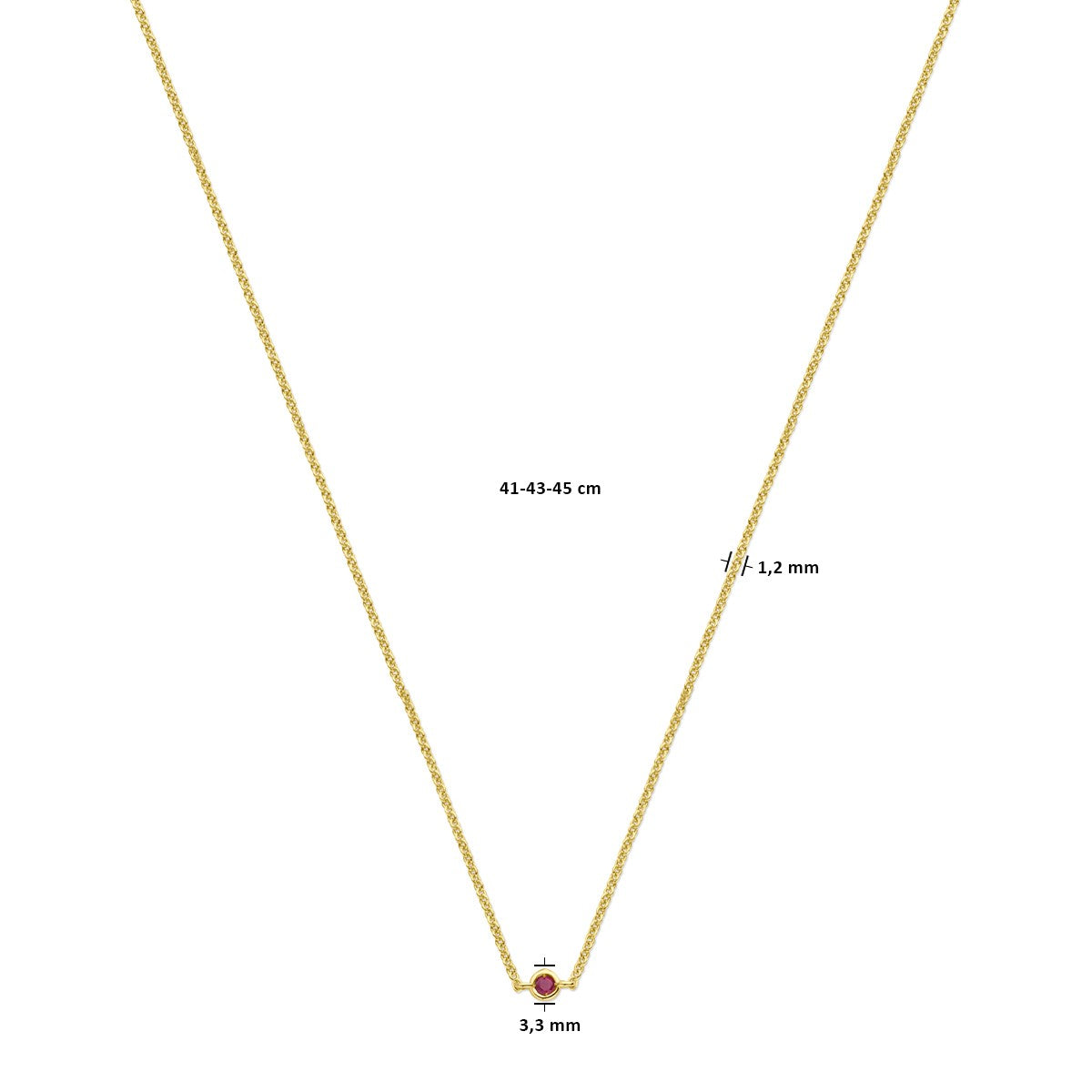 14K geelgoud collier robijn 41 - 43 - 45 cm 4029159 - PansiteNederland.nl