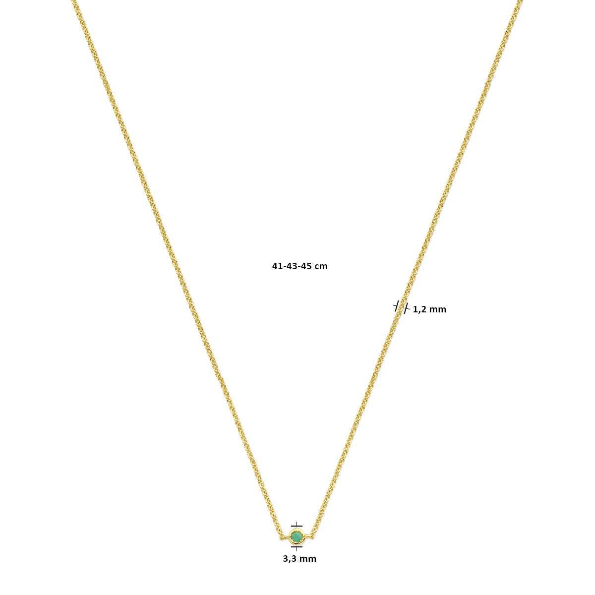 14K geelgoud collier smaragd 41 - 43 - 45 cm 4029160 - PansiteNederland.nl