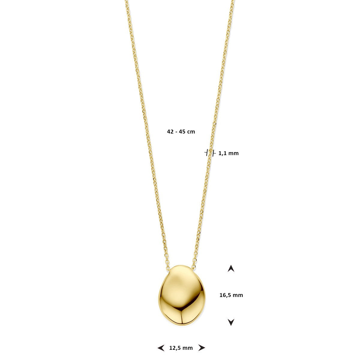 14K geelgoud collier druppel 1,1 mm 42 - 45 cm 4029309 - PansiteNederland.nl
